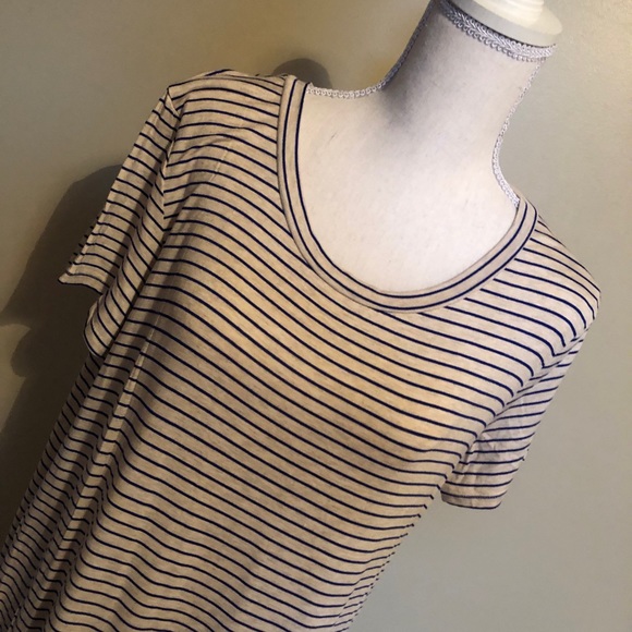 SALE!!  Taupe and Navy Stripped Dress - Picture 2 of 3